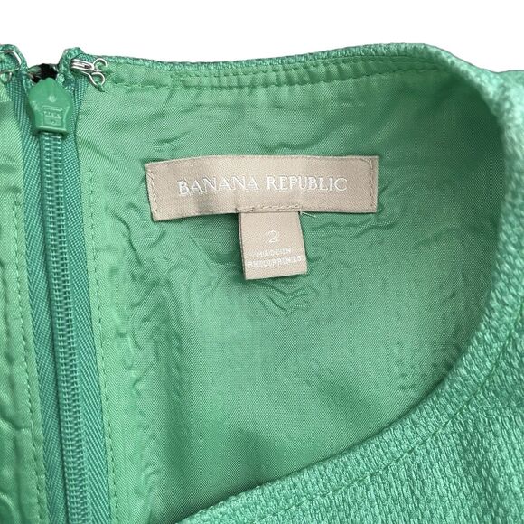 Banana Republic 2 Sheath Dress Sleeveless Colorblock Blue Green Career - Picture 2 of 12